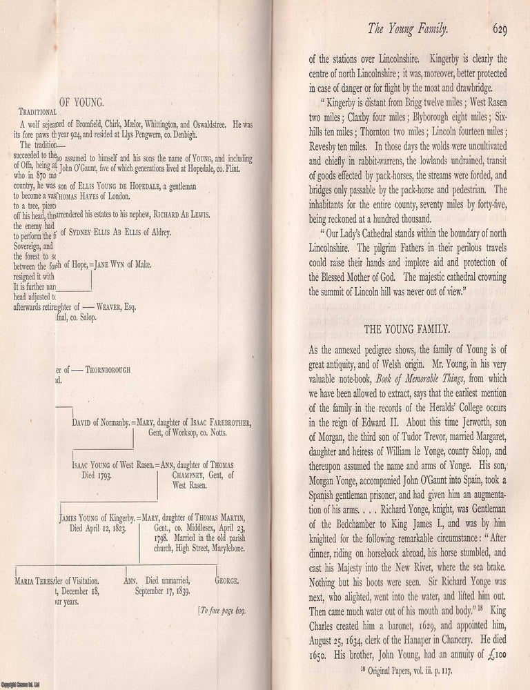 Item #370188 The Pedigree of the Young Family, with a chart and a drawing. This is an article...