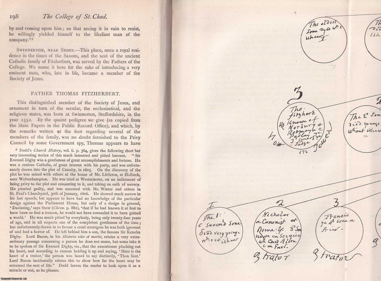 Item #370195 The College of St. Chad, Staffordshire District & Father Thomas Fitzherbert....