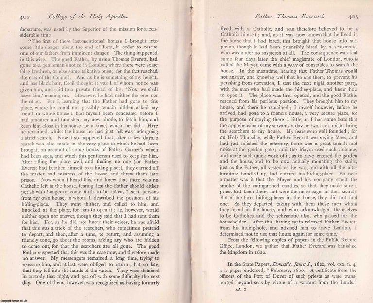 Item #370199 Father Thomas Everard. This is an article from The Records of the English Province...