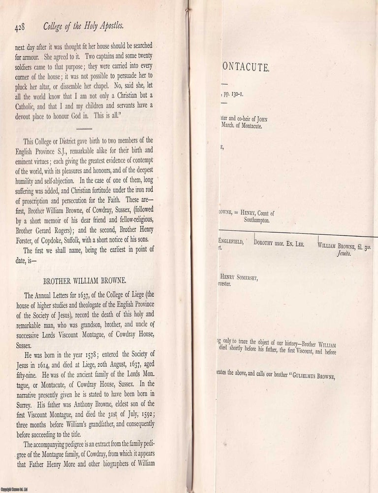 Item #370200 Brother William Brown, with a family pedigree. This is an article from The Records...