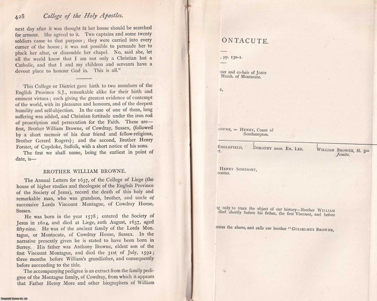Item #370200 Brother William Brown, with a family pedigree. This is an article from The Records...
