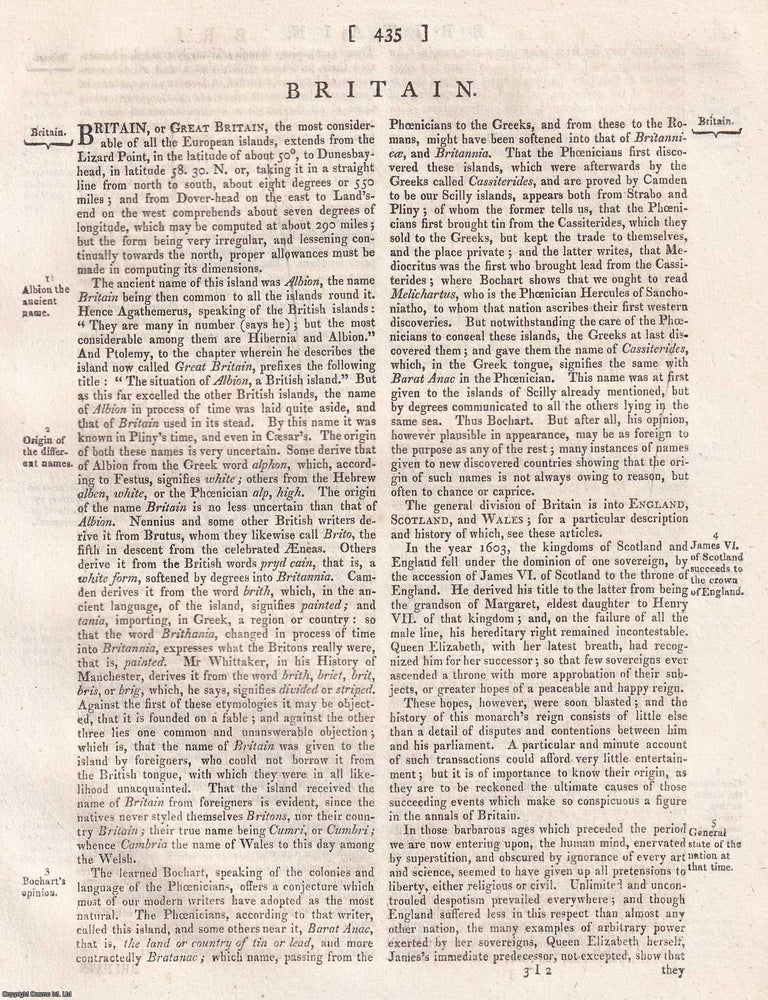 Item #370300 1823 : Britain, the most considerable of all the European islands. 288 pages. An...