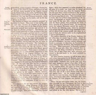 1823 : France, a large kingdom of Europe. With an engraved map. A rare original article from the Encyclopaedia Britannica, 1823.