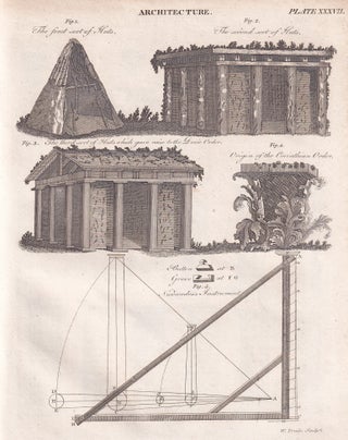 1823 : Architecture. With 20 copper engravings. 40 pages, 20 engraved plates. An article printed in 1823, written by Charles Maclaren (editor).