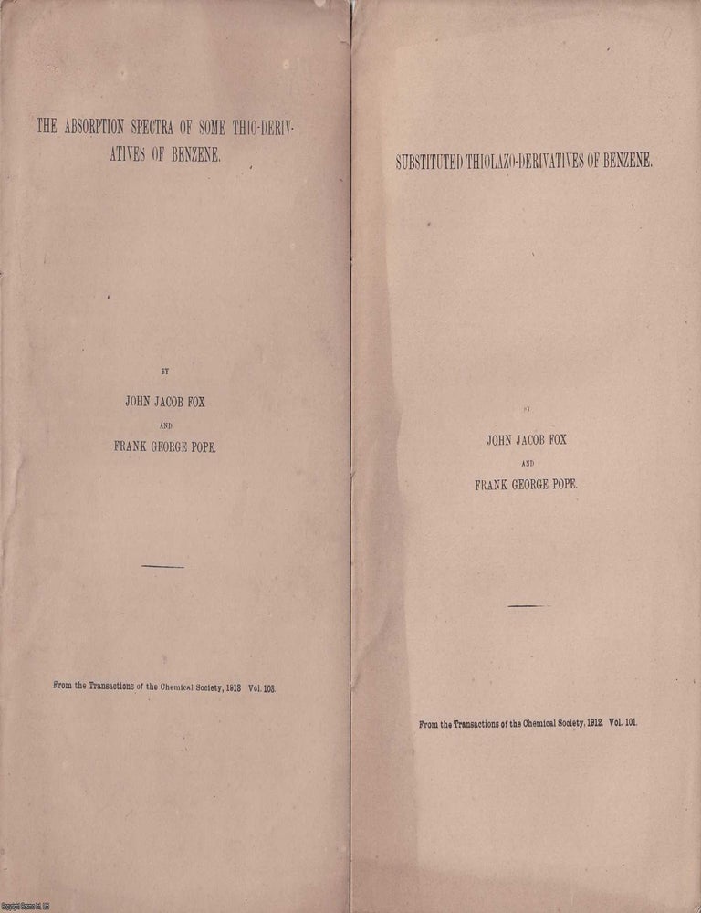 Item #370338 2 Offprints : The Absorption Spectra of Some Thio-Derivatives of Benzene;...