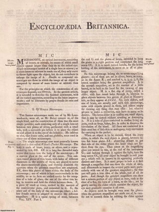 1823 : Microscopes. 9 plates & Accompanying Text. A rare original article from the Encyclopaedia Britannica, 1823.