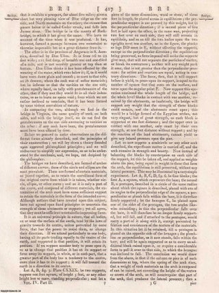 1823 : Bridges, a mode of conveyance from one part of space to another. 2 plates & Accompanying Text. 13 pages, 2 plates. An article printed in 1823, written by Charles Maclaren (editor).