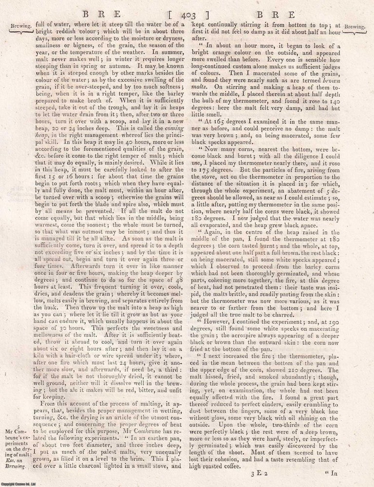 Item #370438 1823 : Brewing, the operation of preparing ale or beer from malt. A rare original...