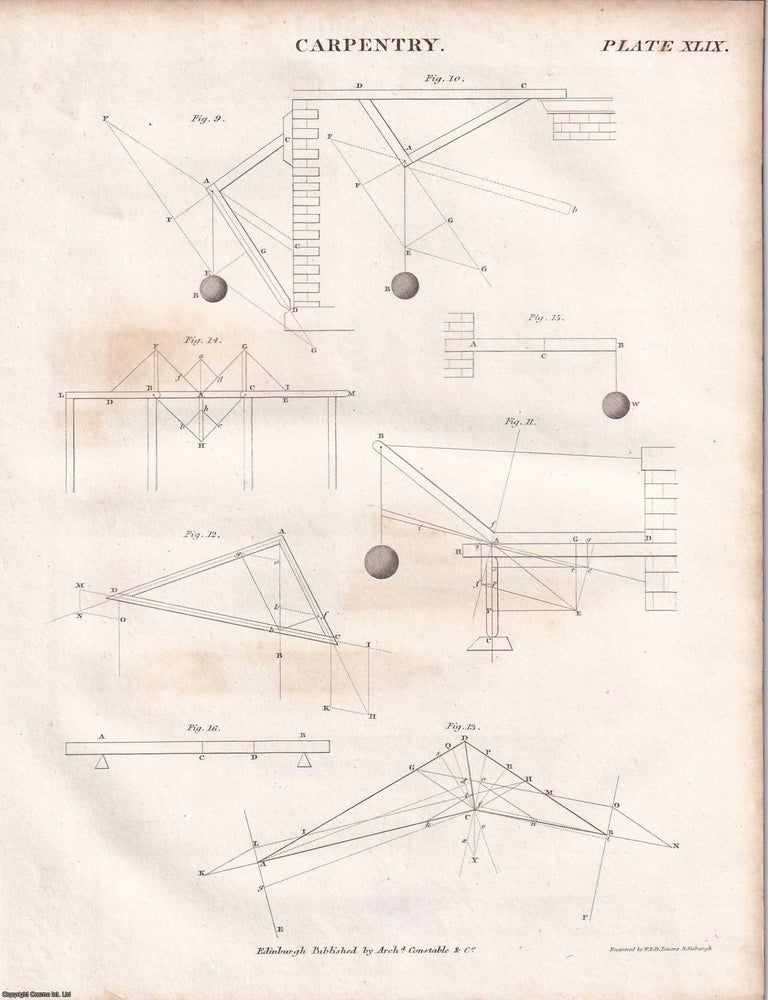 Item #370450 1823 : Carpentry. 6 plates & Accompanying Text. 26 pages, 6 plates. An article...