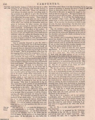 1823 : Carpentry. 6 plates & Accompanying Text. 26 pages, 6 plates. An article printed in 1823, written by Charles Maclaren (editor).
