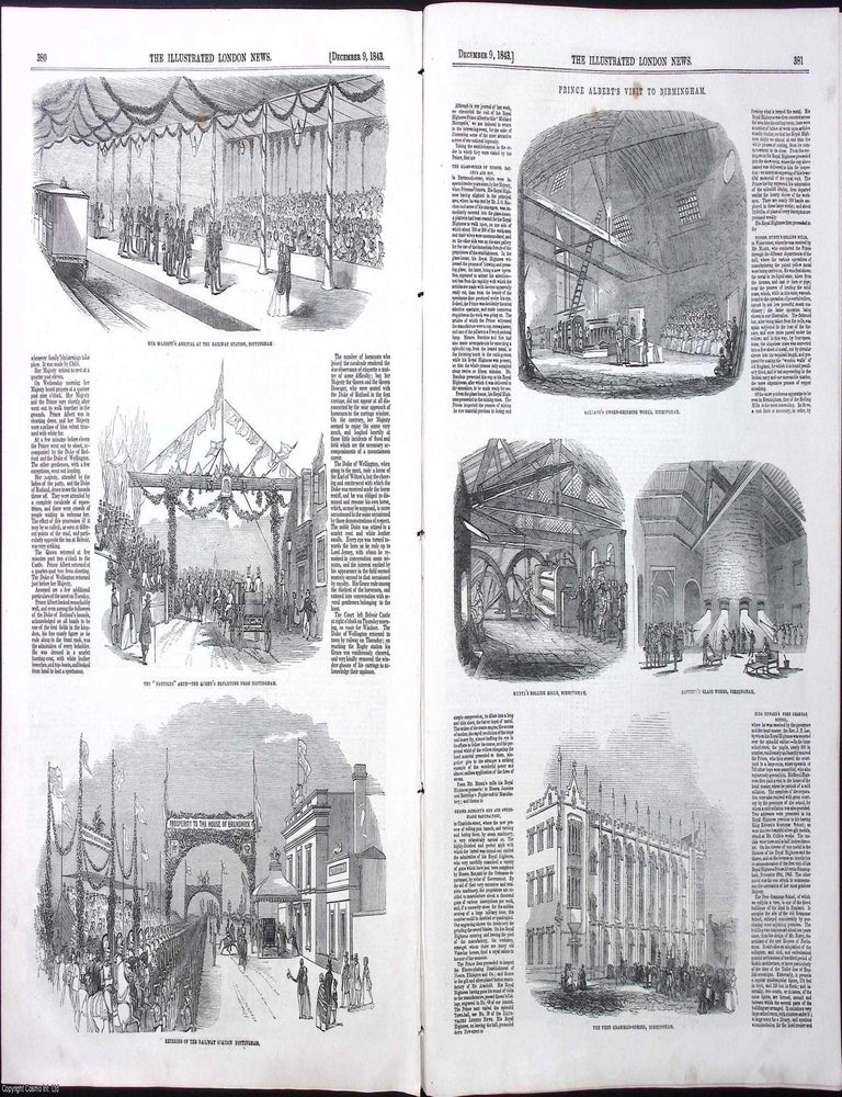 Item #370667 ILN 1843 : Lessons of the Criminal Courts; Queen Victoria's Visit to the Midland Counties; Prince Albert's Visit to Birmingham; All contained in a COMPLETE original issue of The Illustrated London News. Issue No 84, Dec 9, 1843. A rare, original issue from The Illustrated London News, carefully removed and preserved : an important artifact of journalism's golden age! ILLUSTRATED LONDON NEWS.