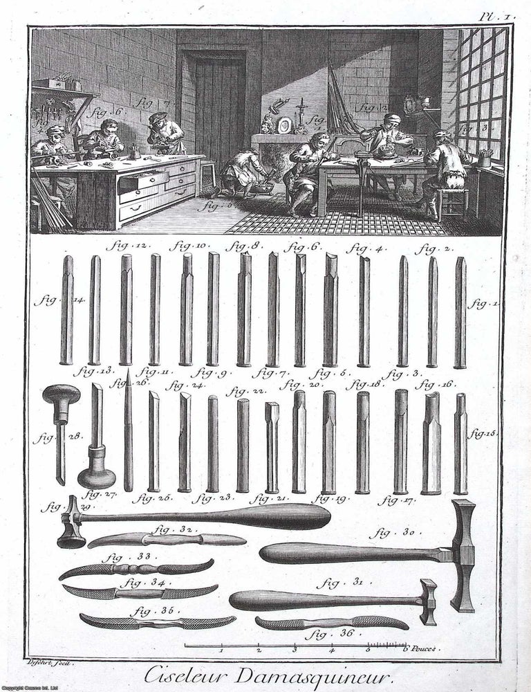 Item #370875 1765 : Ciseleur Damasquineur, plate 1. This is an original print from Diderot &...