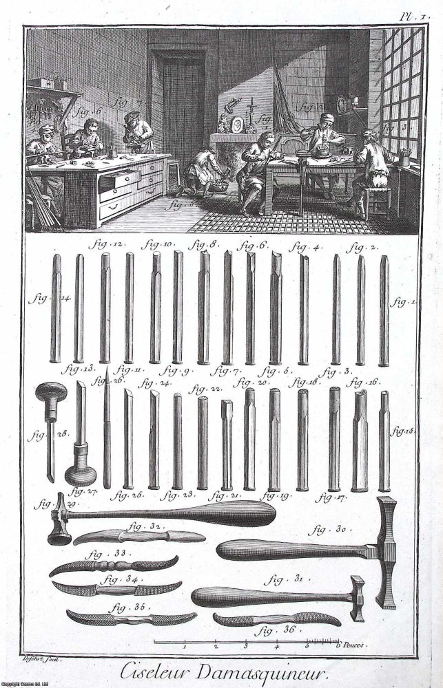 Item #370875 1765 : Ciseleur Damasquineur, plate 1. This is an original print from Diderot &...