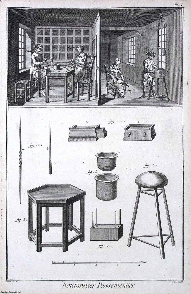 Item #370888 1765 : Boutonnier Passementier. This is an original print from Diderot &...