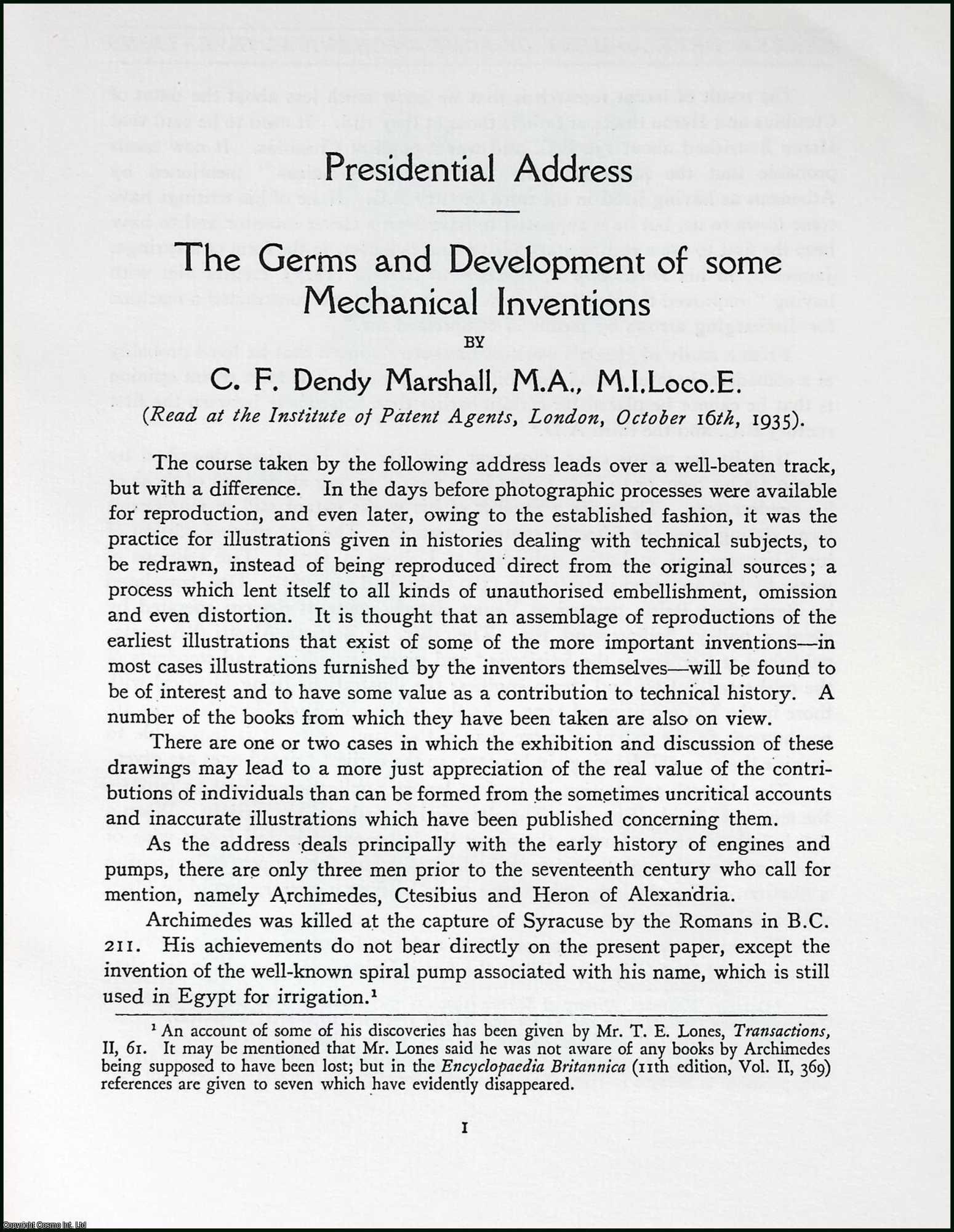 Germs and Development of some Mechanical Inventions. This is an ...