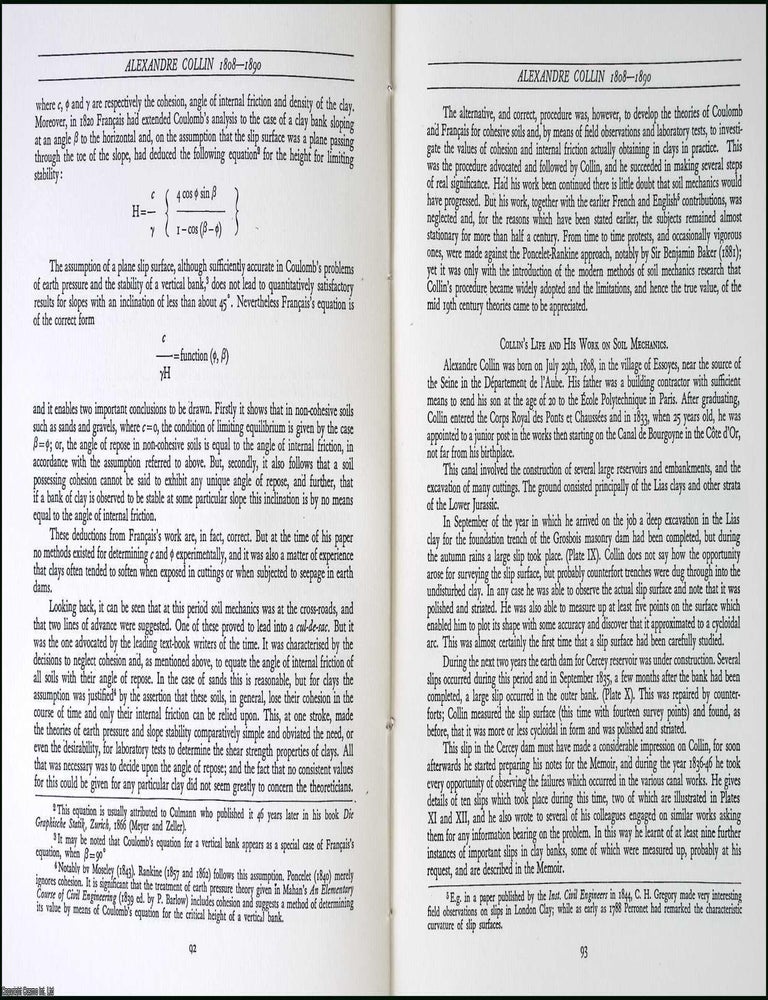 Alexandre Collin, 1808-1890, Pioneer in Soil Mechanics. This is an ...