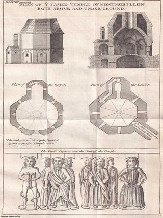 1748. Engraving: Plan of the Temple of Montmorillon, with carved figures over the gate. Folding. PLAN OF THE TEMPLE OF.