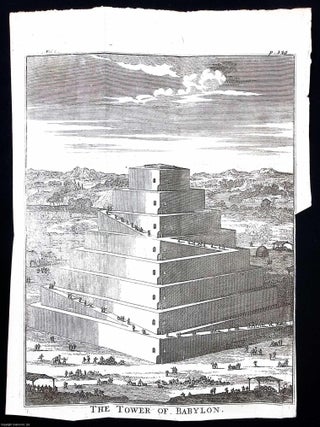 1748. Engraving: The Tower of Babylon, or Tower of Babel. Folding plate 8.5 x 11 inches, from The. THE TOWER OF BABEL: A.