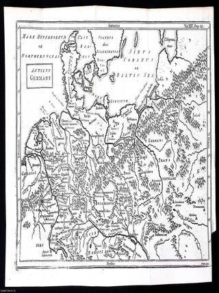 1748. Engraving: A map of ancient Germany. Folding map 8 x 12 inches, from The Universal History, MAP OF ANCIENT GERMANY.