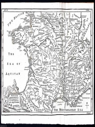 1748. Engraving: A map of Gallia Narbonensis, Lugdunensis and Aquitania. Folding map 8 x 12. MAP OF ROMAN GAUL: NARBONENSIS.