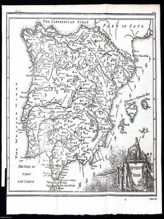 1748. Engraving: A map of ancient Spain. Folding map 8 x 12 inches, from The Universal History, MAP OF ANCIENT SPAIN.