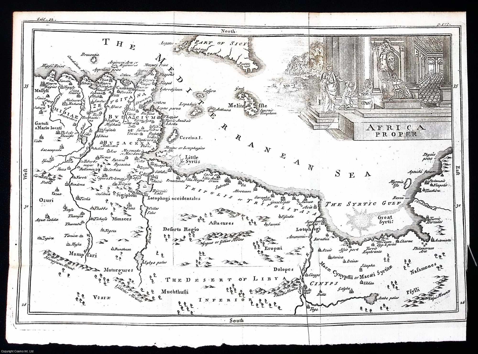 1748. Engraving: A map of Africa Proper. Folding map 8.5 x 12.5