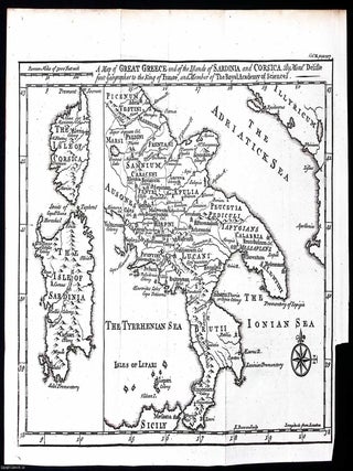 1748. Engraving: A map of Great Greece and of the islands of Sardinia and Corsica, after. SARDINIA MAP OF MAGNA GRAECIA.