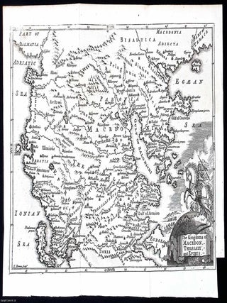 1748. Engraving: A map of the kingdoms of Macedon, Thessaly and Epirus. Folding map 8 x 12. THESSALY MAP OF MACEDON.