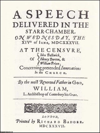 1637 : A Speech Concerning Innovations in the Church. By William Laud : A speech delivered in the. 1637 THE BEAUTY OF HOLINESS.