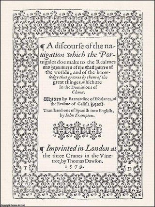 1579 : A discourse of the Navigation which the Portugales doe Make to the Realmes and Provinces. THE SECOND EUROPEAN BOOK REGARDING.