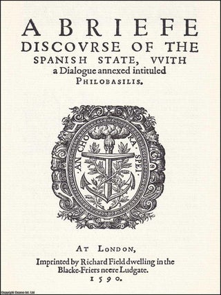 1590 : A Brief Discourse of the Spanish State, with a Dialogue annexed intitled Philobasilis. By. 1590 SPANISH RACIAL IMPURITY.