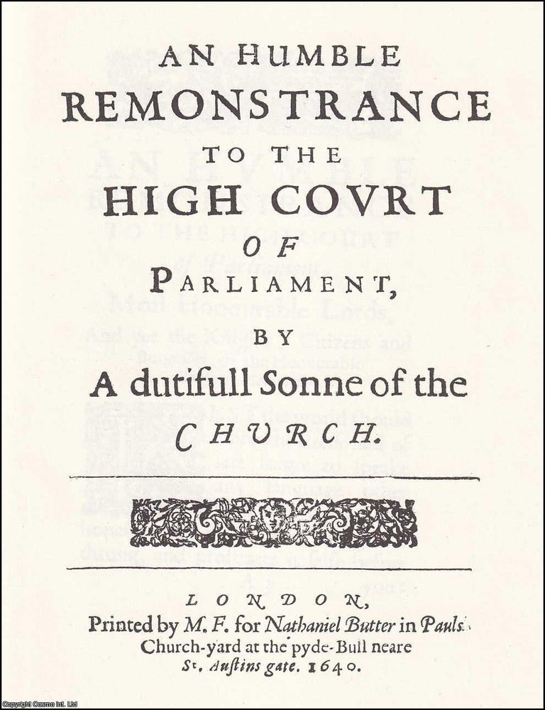 Item #372090 1640 : An Humble Remonstrance to the High Court of Parliament. By Joseph Hall. 1640 RELIGIOUS CONTROVERSY.