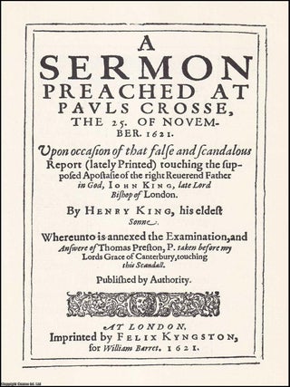 1621 : A Semon Preached at Pauls Crosse. By Henry King. LORD APOSTASY OF JOHN KING.