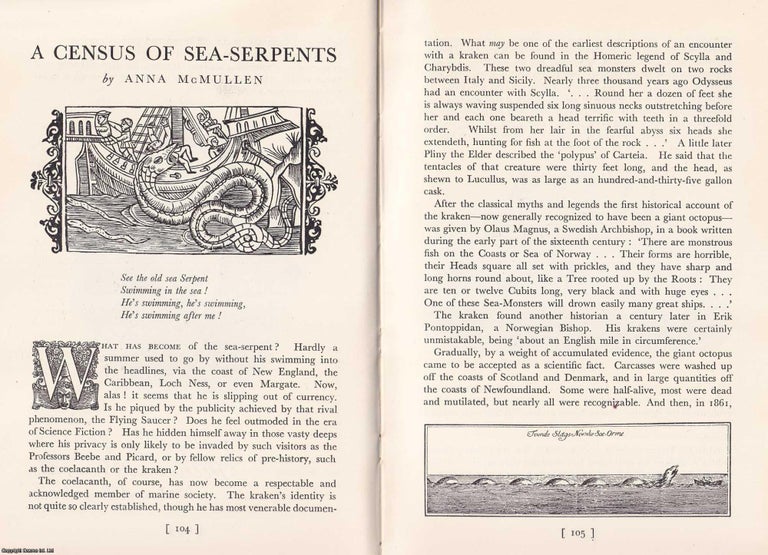 Item #372314 A Census of Sea-Serpents. An original article from the Saturday Book, 1953. Anna...
