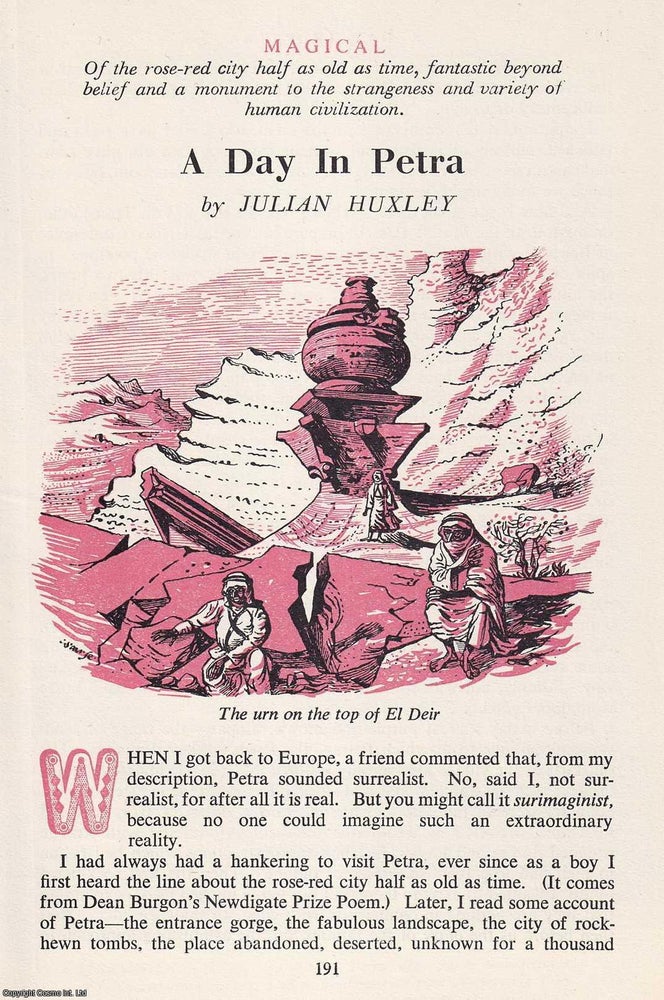 Item #372335 A Day in Petra, southern Jordan. 12 pages, illustrated. An article printed in 1949,...