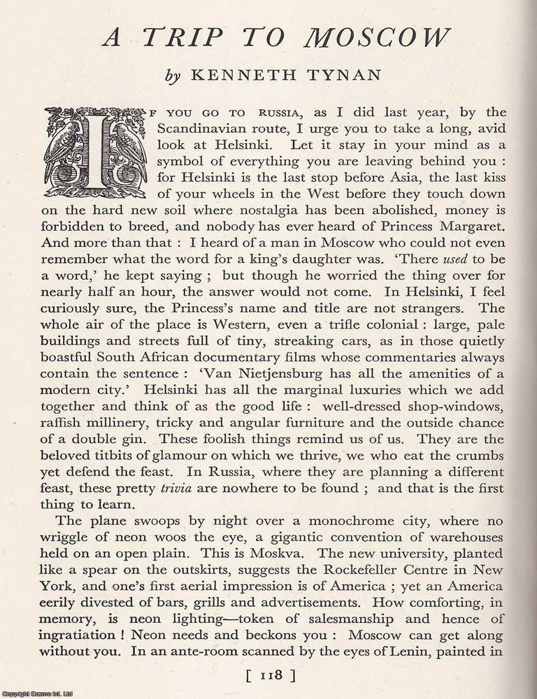 Item #372352 A Trip to Moscow. 7 pages. An article printed in 1956, written by Kenneth Tynan. A...