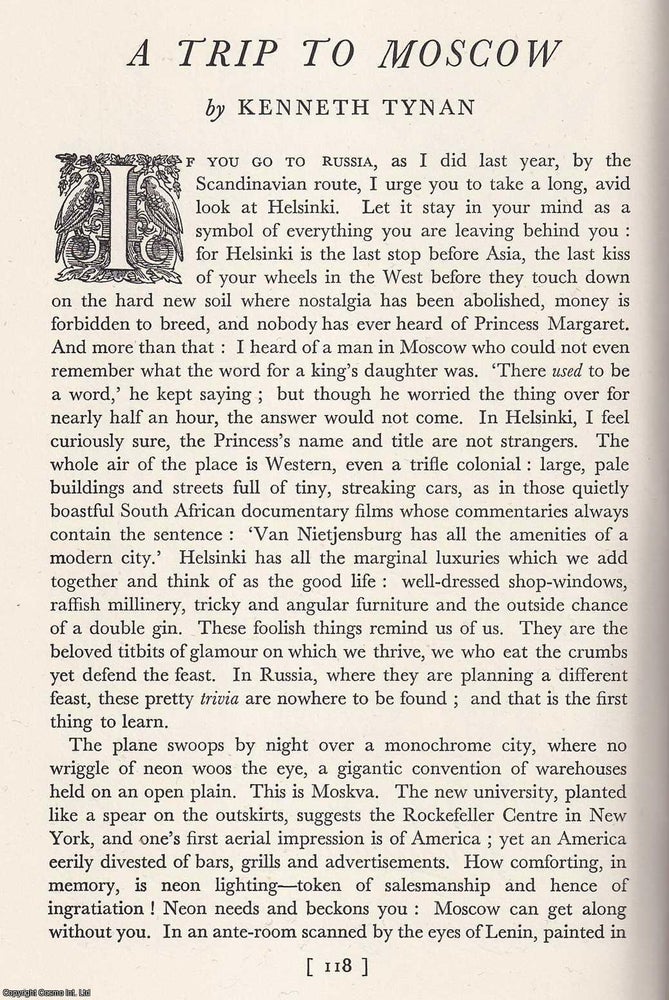Item #372352 A Trip to Moscow. 7 pages. An article printed in 1956, written by Kenneth Tynan. A...