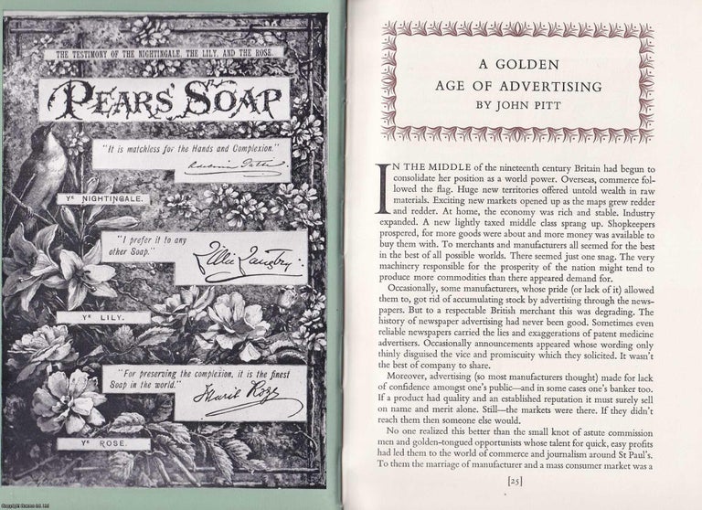Item #372360 A Golden Age of Advertising; Victorian era adverts. 34 pages. An article printed in...