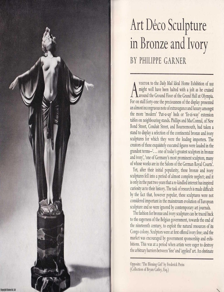 Item #372373 Art Deco Sculpture in Bronze and Ivory. 10 pages, illustrated. An article printed in...