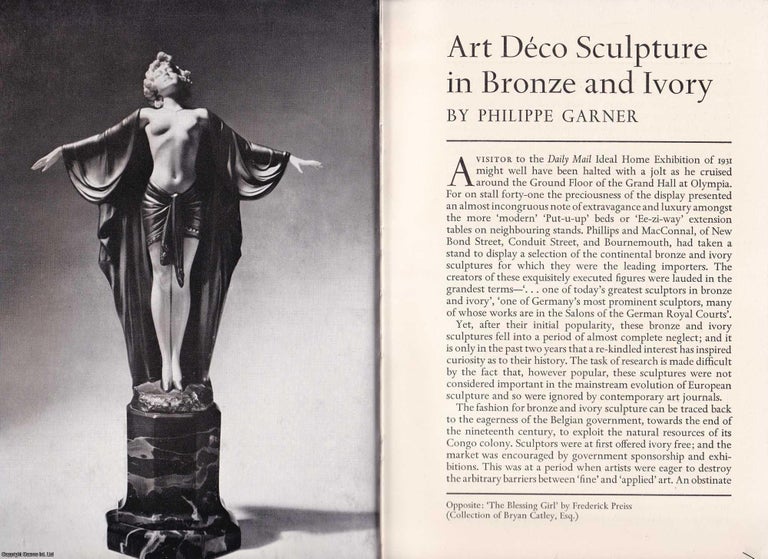 Item #372373 Art Deco Sculpture in Bronze and Ivory. 10 pages, illustrated. An article printed in...