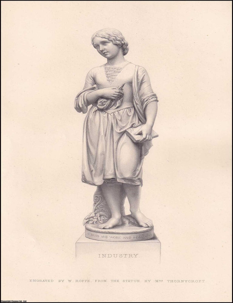 Item #372541 Industry : Sculpture of a young woman, whole-length on a plinth lettered: In books...