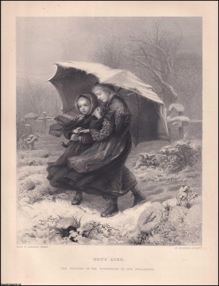 Item #372543 God's Acre : graveyard scene of two girls in the snow. By Emily Mary Osborn....
