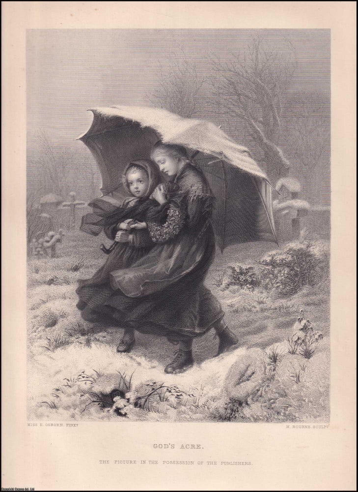 Item #372543 God's Acre : graveyard scene of two girls in the snow. By Emily Mary Osborn....