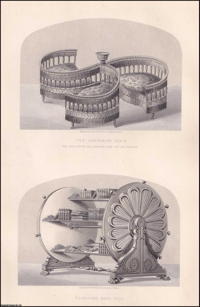 Item #372547 Revolving Book Case and The Companion Chair for the Centre of a Drawing Room, for...
