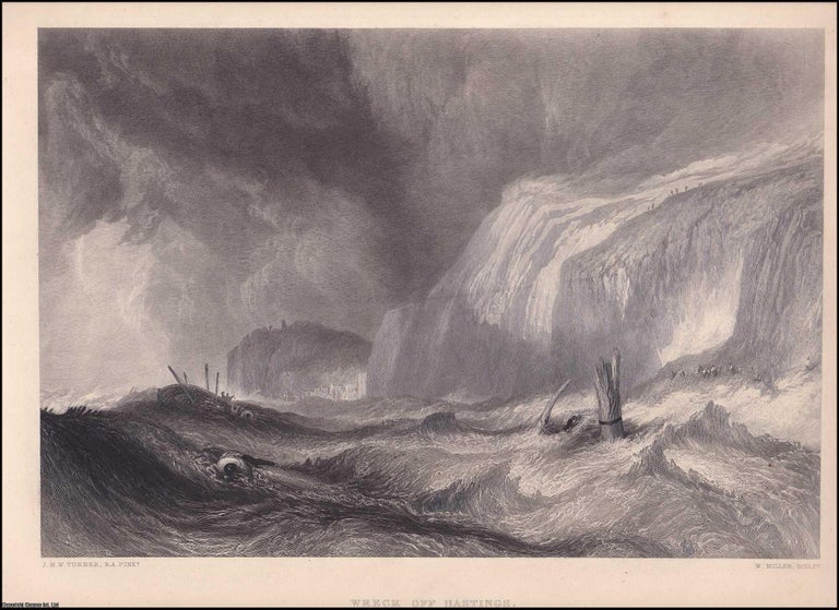 Item #372552 Wreck Off Hastings : Coastal view in a storm. By J.M.W. Turner. Engraved by W....