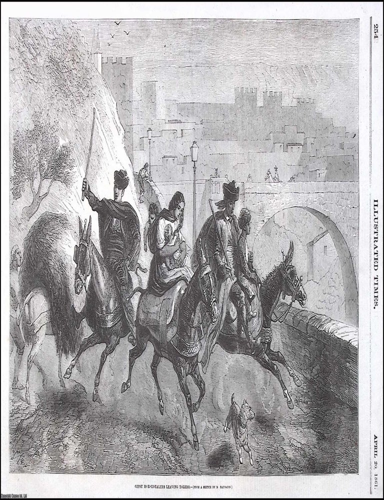 Item #372581 Gypsy Horse Dealers leaving Toledo. From a Sketch by M. Baumann. An original print...
