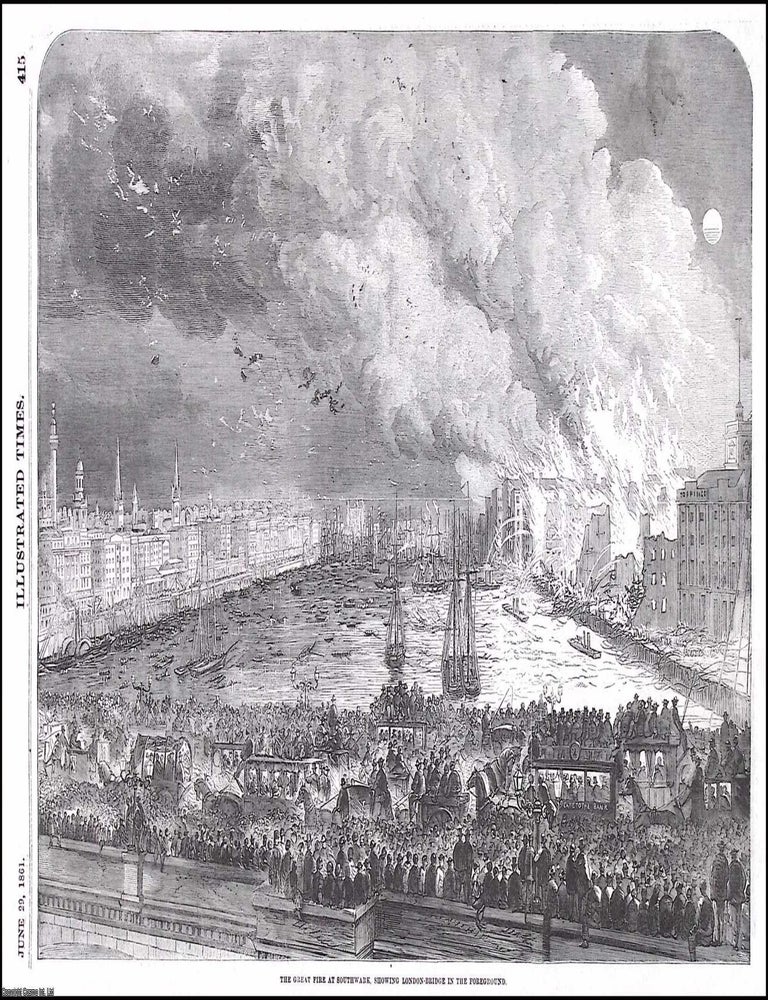 Item #372586 The Great Fire at Tooley Street, Southwark. Three original full page prints from the...