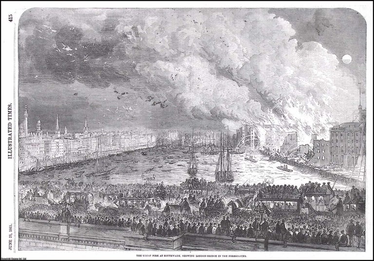 Item #372586 The Great Fire at Tooley Street, Southwark. Three original full page prints from the...