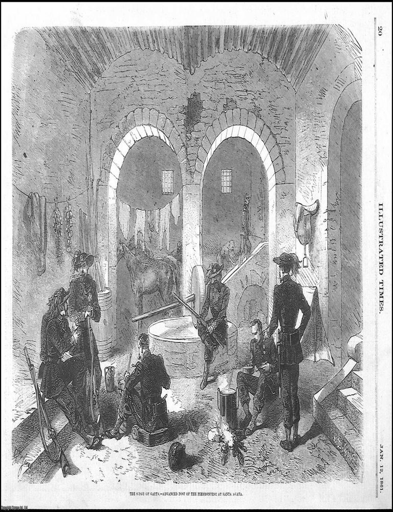 Item #372669 The Siege of Gaeta : Advanced Post of the Piedmontese at Santa Agata. An original...