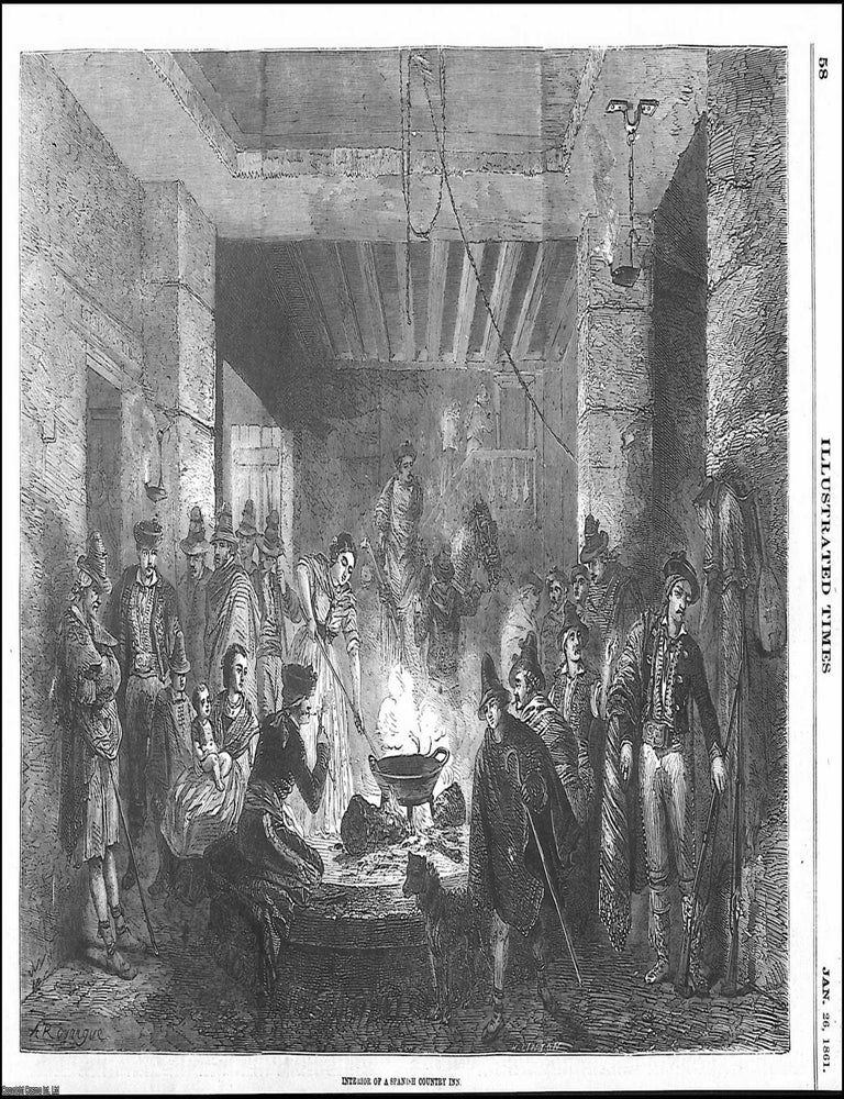 Item #372671 Interior of a Spanish Country Inn. An original print from the Illustrated Times,...